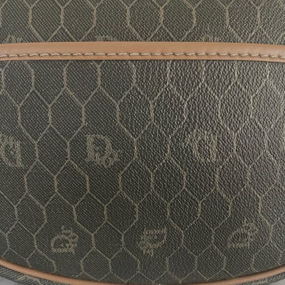 Christian Dior Vintage Crossbody Bag Brown Honeycomb Monogram Coated Canvas - Picture 11 of 12